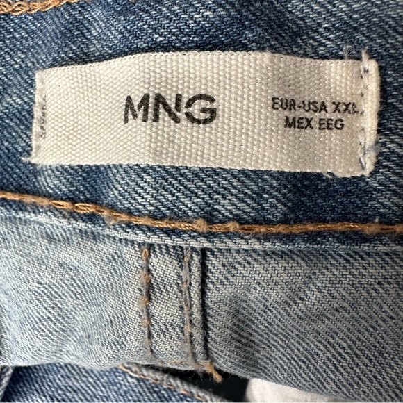 MNG Mango Denim Maxi Skirt Front Slit Raw Hem Blue Size XXL - Picture 5 of 8